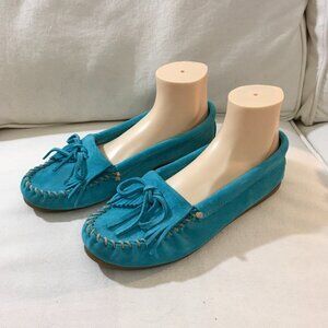 Minnetonka Turquoise Leather Moccasins